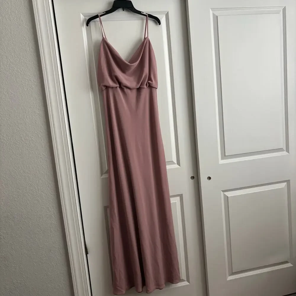 NWT Jenny Yoo Bianca Gown Dress Whipped Apricot Pebbled Crepe Sz 10 - Picture 2 of 16